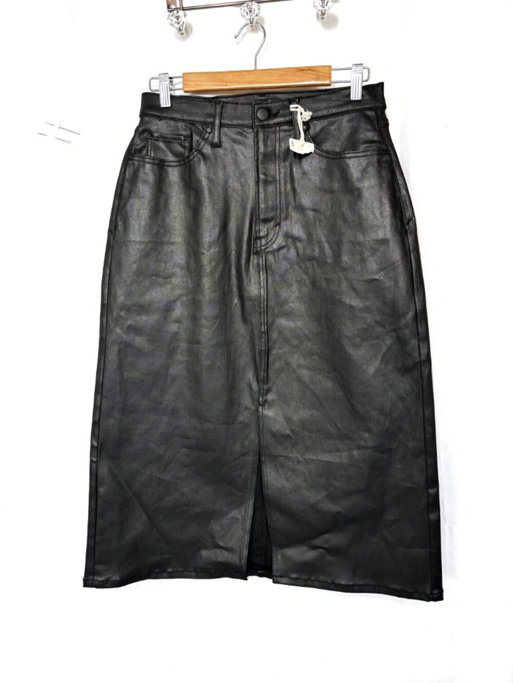 a.n.a. Faux Leather Midi Pencil Skirt Espresso Color Size 6 NWOT